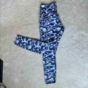 Fabletics Blue Camouflage Leggings PowerHold